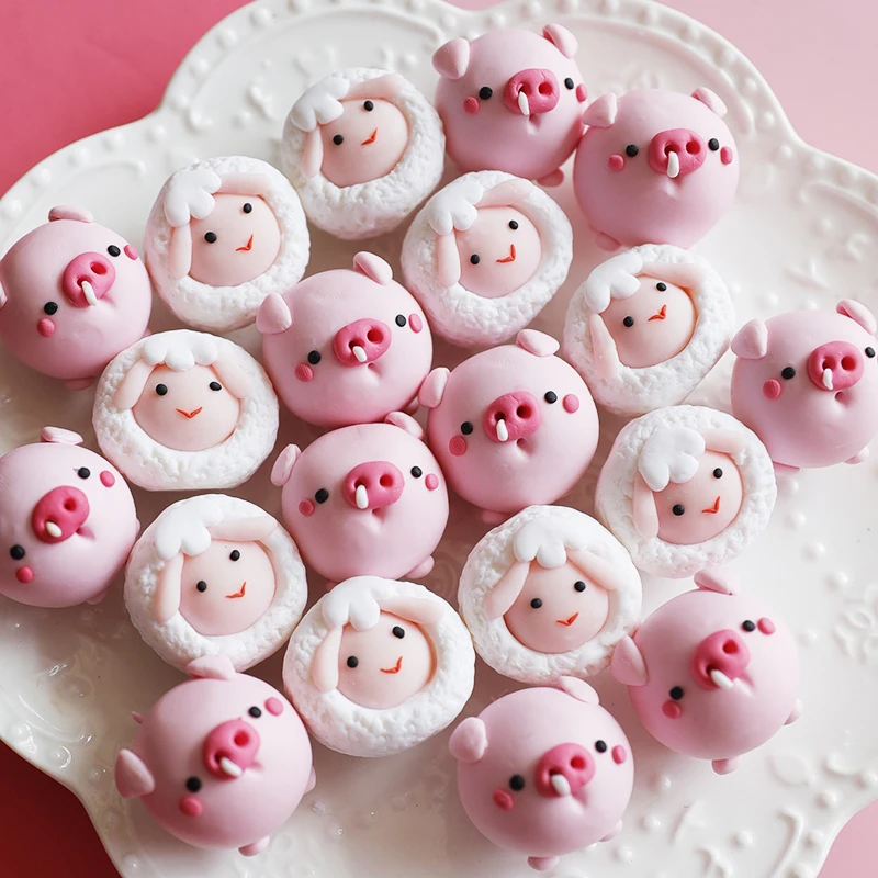 

Nose Piggy Little sheep Soft pottery Cake Topper Lovely Round shape piggy Lamb Baby Kids Birthday Party Cake Decoration Baking
