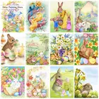 Алмазная картина с пасхальным кроликом яйцом, полноразмерная квадратная круглая картина 5D, алмазная вышивка сделай сам, мозаика, вышивка крестиком, искусство, творчество, пасхальные подарки