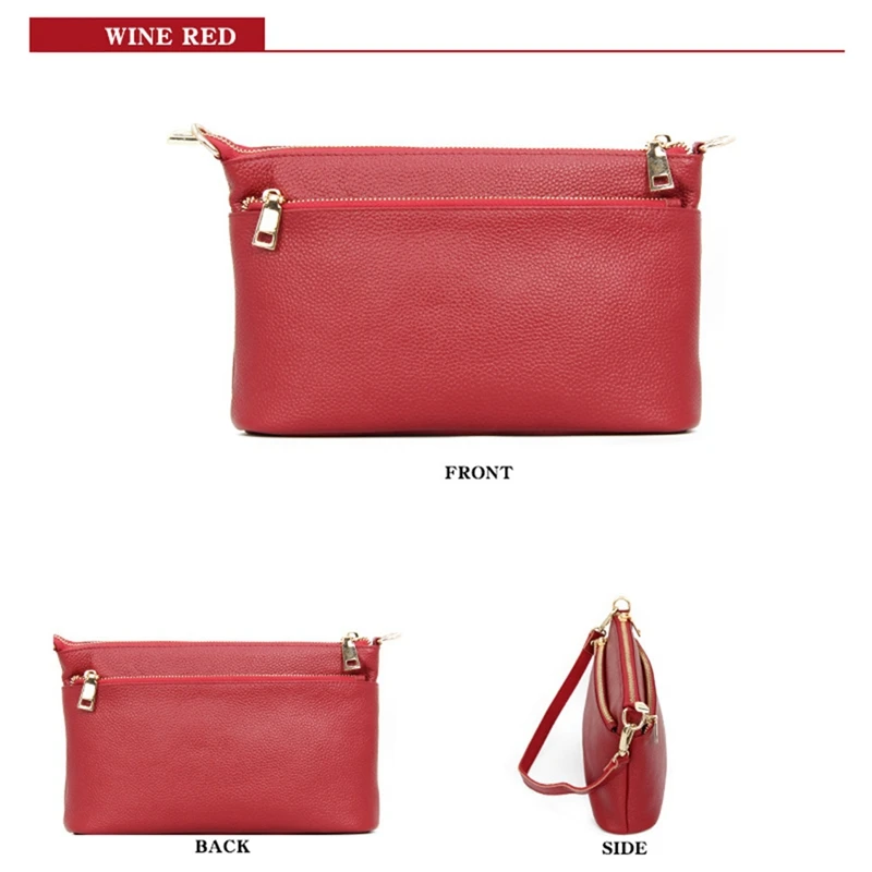 

First Layer Cowhide Women's Leather Large-Capacity Zipper Litchi Pattern One-Shoulder Messenger Bag Handbag