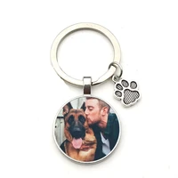 2021 custom diy dog photo keychain i love dog glass crystal pendant keychain car key men and women favorite gift souvenir
