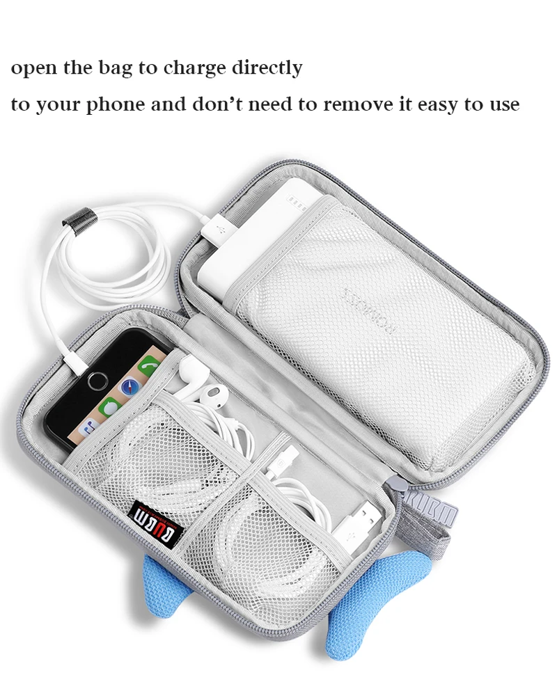 BUBM портативный 20000mAh мультяшный внешний аккумулятор сумка, мульти-банк функциональной способности Зарядное устройство USB кабель сумка для хранения, цифровая сумка для хранения