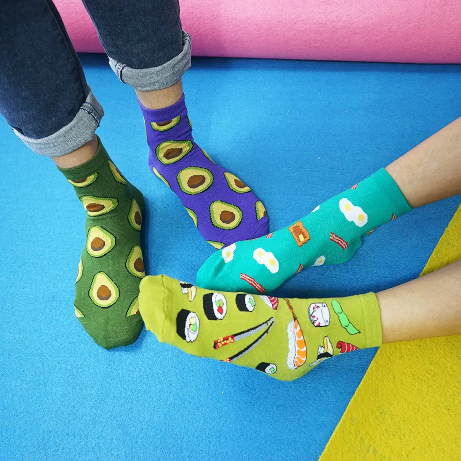 Прямая поставка носки для взрослых 1 партия = 4 пары Харадзюку еда авокадо суши