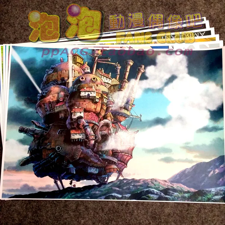 

8pcs/lot A3 Anime Howl's Moving Castle Wall Pictures for Living Room Film Posters Sticker Decoration Gift