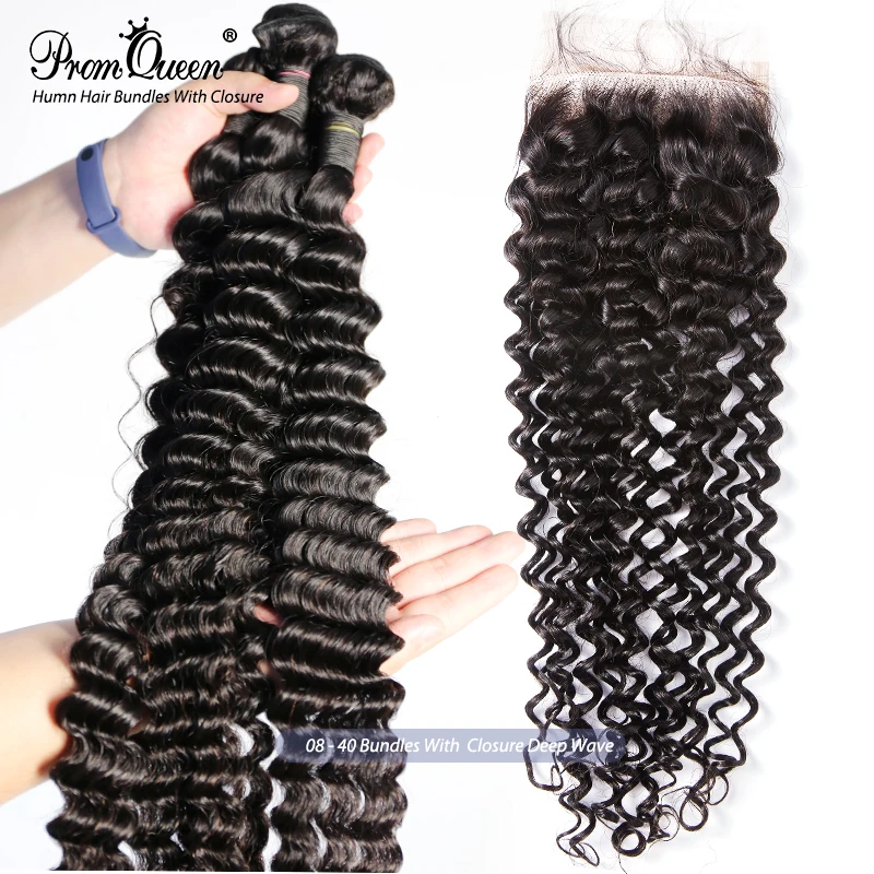 Пупряди с глубокой волной Promqueen перуанские человеческие волосы застежкой 3 пряди