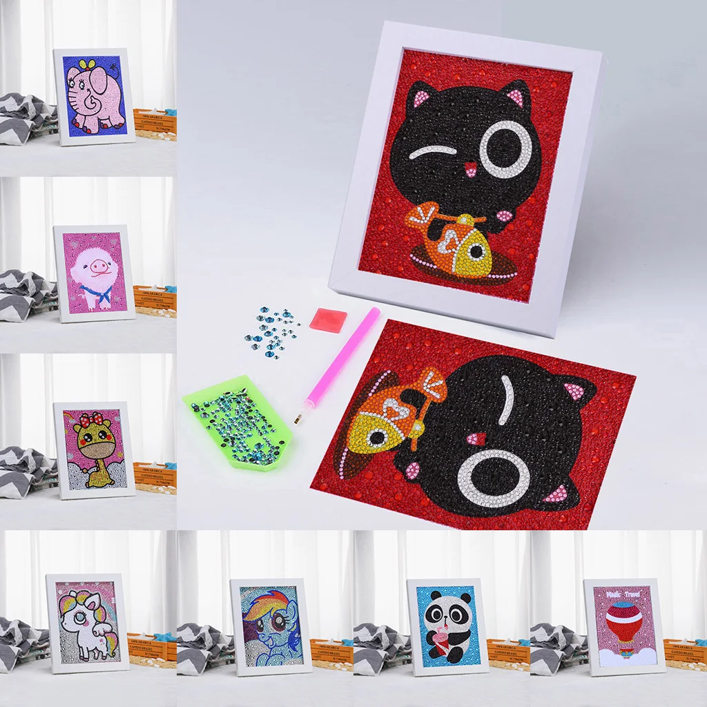 

Diamond Painting Kits for Kids Beginner Easy DIY Diamond Art Cross Stitch Full Drill Crystal Painting by Number Kits With Frame