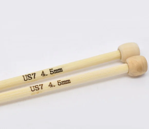 

2 PCs 4.5mm Bamboo Single Pointed Knitting Needles For Crafts Single Cusp Crochet Hooks Set Natural Kniting Needles 23cm Long