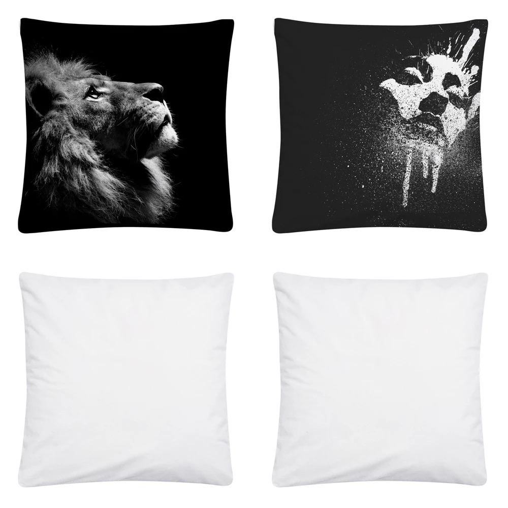 

Simple black and white cat cartoon pattern Soft Short Plush Cushion Cover Pillow Case for Home Sofa Car Decor Pillowcase 45X45cm