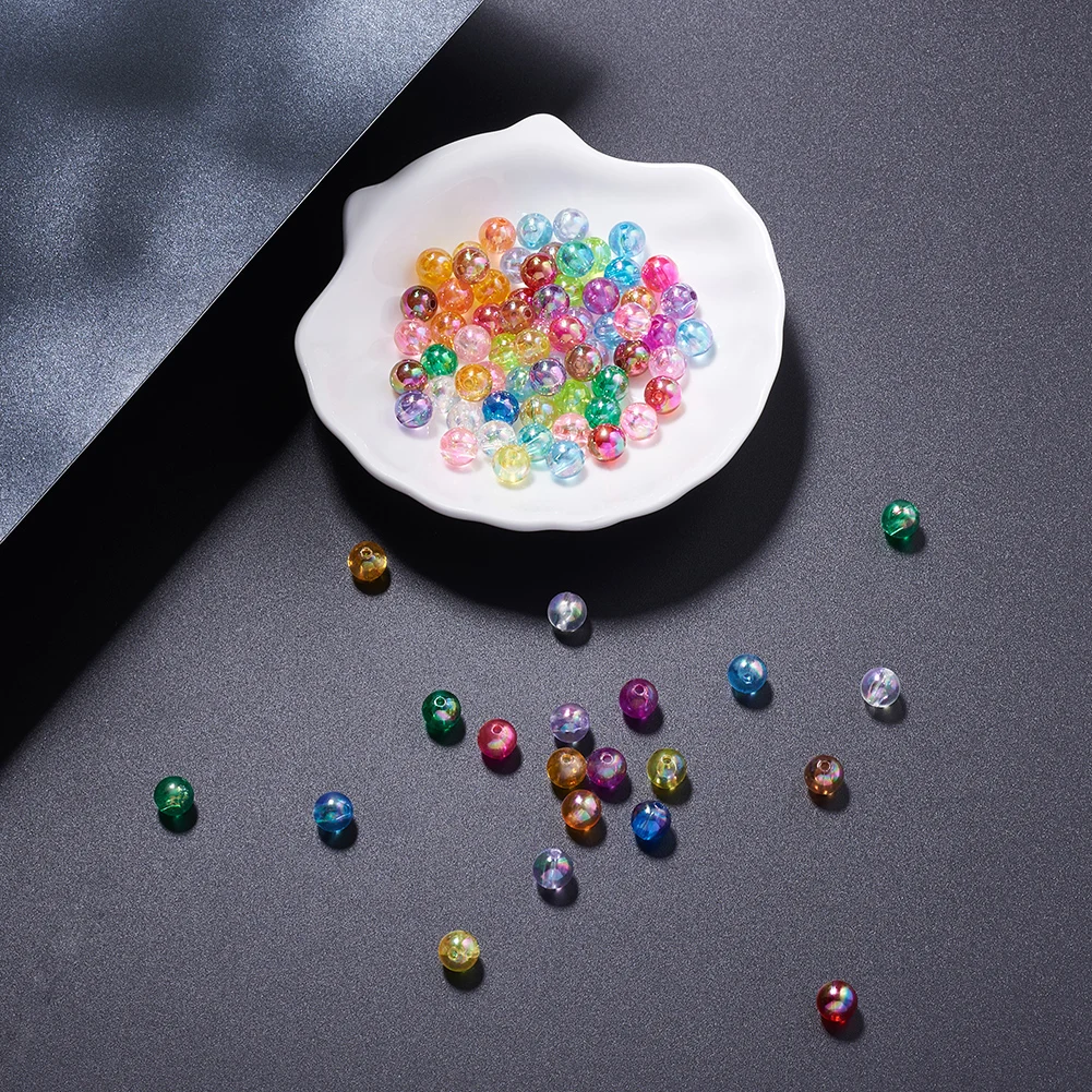 200 шт 4 мм 5 6 набора круглых прозрачных ленточек AB Цвет Акриловые Бусины бусины с