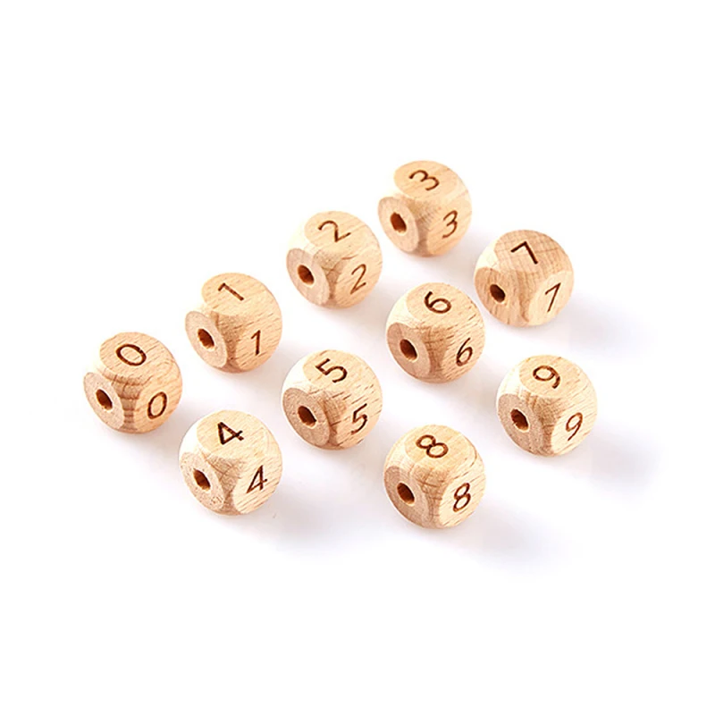 

20PCS/lot 12mm Square Natural Wooden Number Beads DIY Handmade Making Jewelry Pendant Accessories