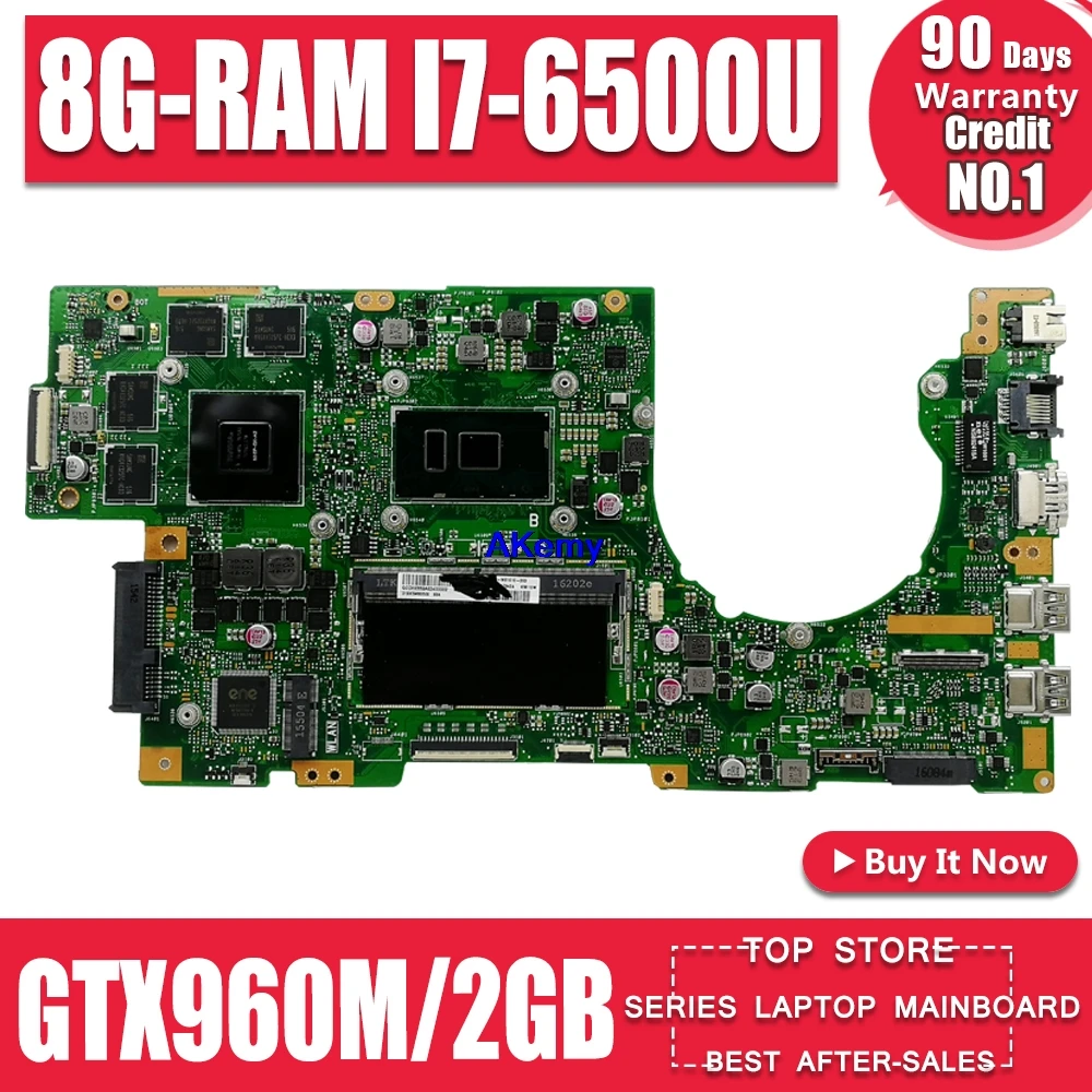 Новинка! Материнская плата ноутбука W/ GTX960M/2GB 8G RAM I7 6500U для For Asus K501UW K501UWK K501UQ K501UXM