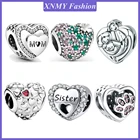XNMY Лидер продаж, серебряный цвет, искусственное сердце, подвески, бусины, подходят для оригинального браслета Pandora 3 мм, бусины сделай сам, изготовление ювелирных изделий, подарков