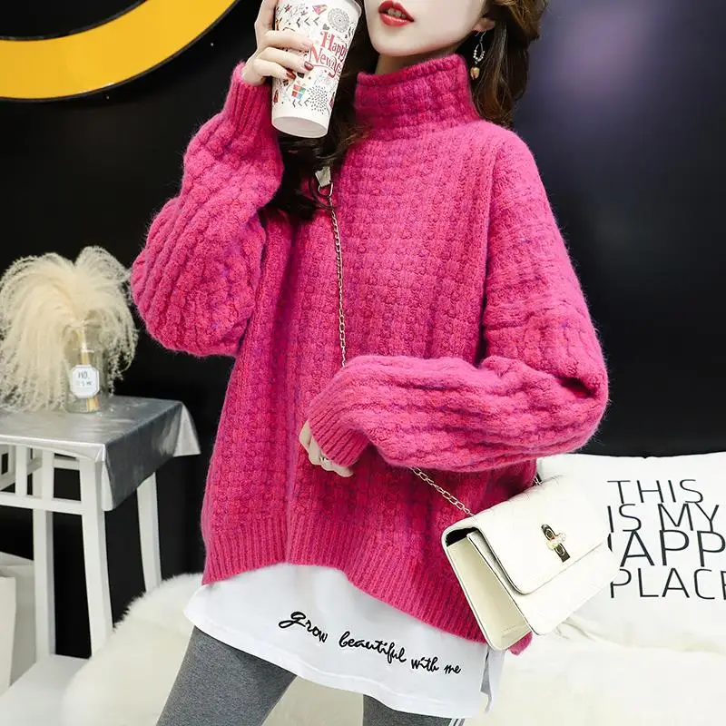 

Half Turtleneck Net Red Pullover Sweater Women Thick Knit Sweater 2021 Autumn And Winter New Bottoming Shirt