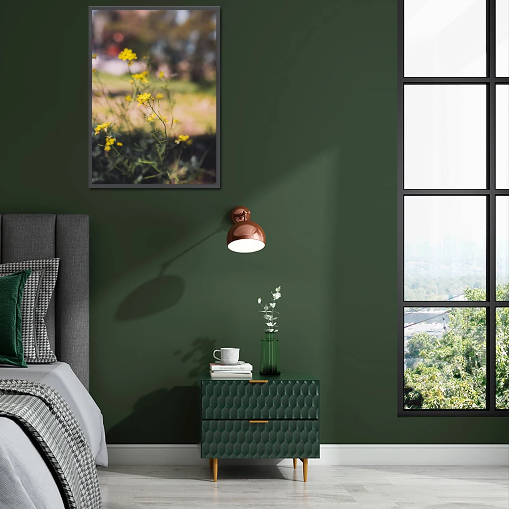 

Plant landscape oil painting yellow powder purple flower art canvas painting living room corridor bar home decoration mural