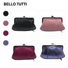 Кошелек для мелочи из натуральной кожи с отделением для карт и металлической рамкой