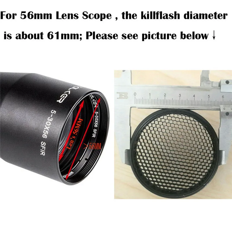 

Ar15 Hunting Optical Aim Sight Rifle Scope Sunshade Protective Caps Mesh Honeycomb Killflash Air Gun Accessories 44mm/50mm/56mm