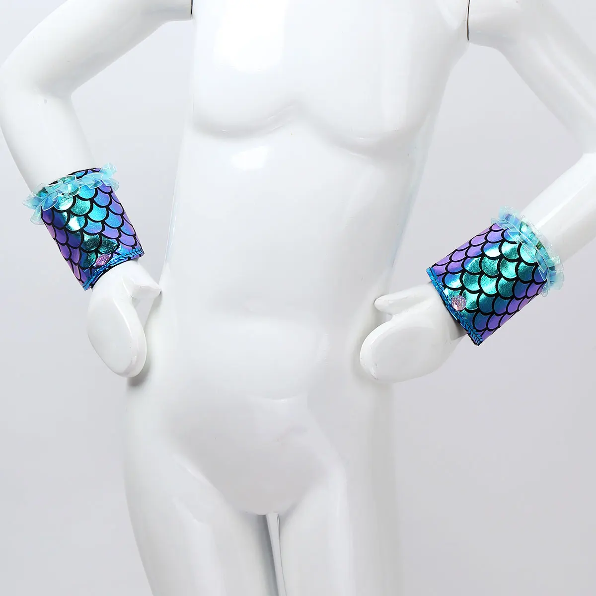 Женский костюм русалки повязка на голову с принтом рыбьей чешуи и рукавами