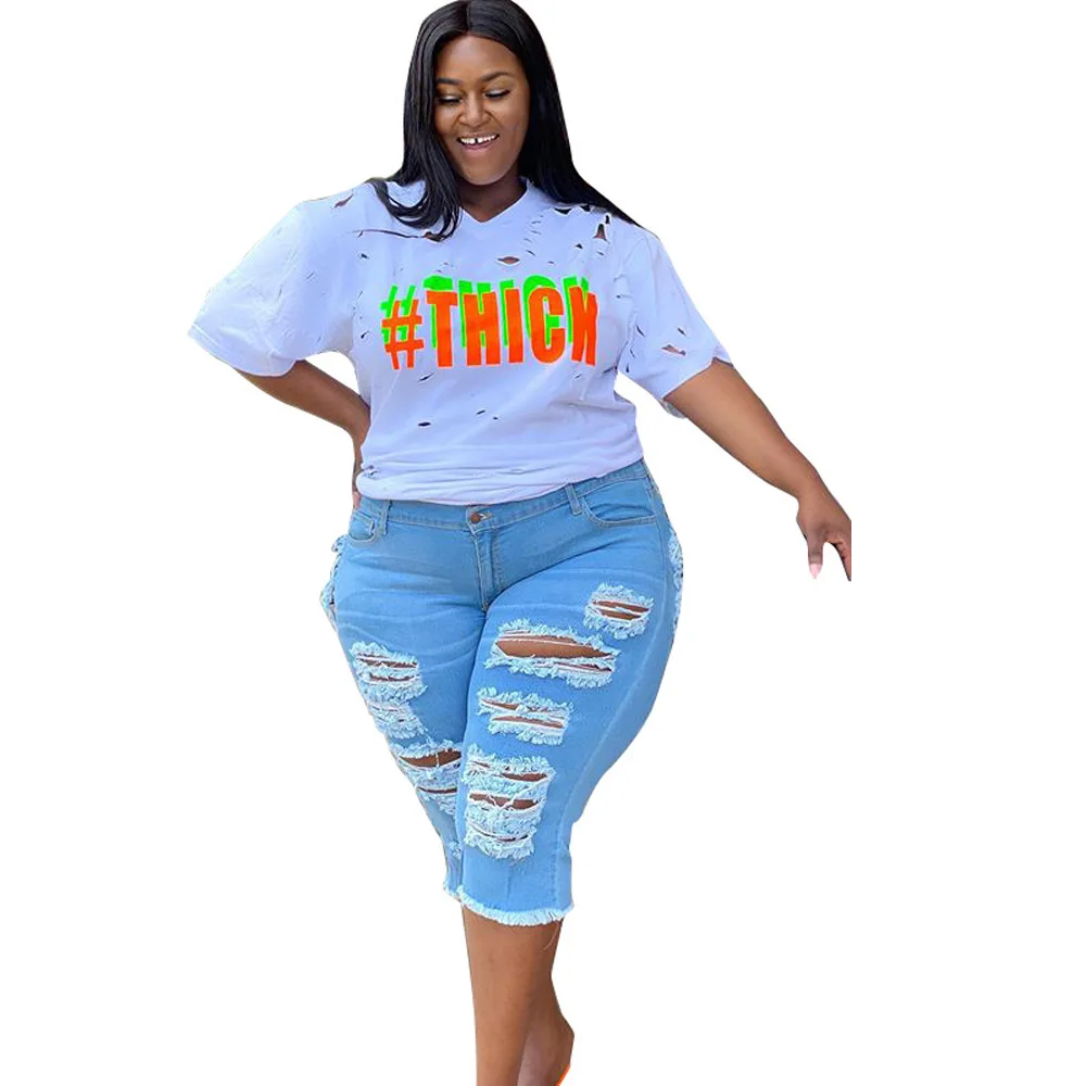 

Jeans Woman 2020 New Blue 5xl Plus Size for Women Sexy Pantalones Vaqueros Mujer Slim Ripped Plus Size Pants Women Cropped Pants