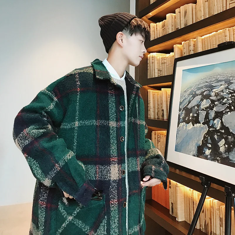 YASUGUOJI новое 2019 модное шикарное однобортное в клетку свободное длинное Мужское