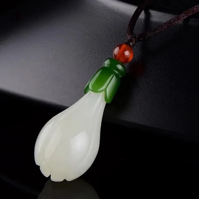Natural Chinese HeTian White Jade Orchid Flower Pendant Hand-Carved Lanyard Fashion Charm Jewelry for Men Women Auspicious Gifts | Украшения