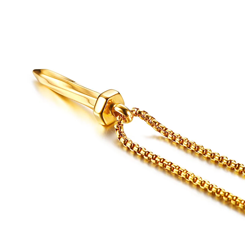 Tidal Men Jewelry Hot Sale Stainless Steel Nail Shape Pendant Cool Style Polished Attractive Gold Necklace Accessories for Male | Украшения