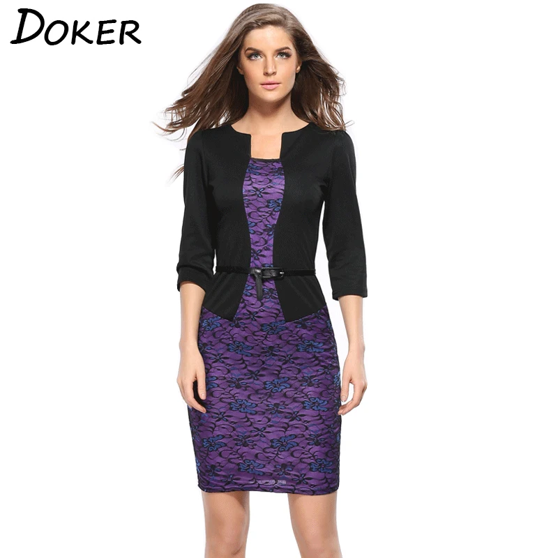 Весна 2020 новое офисное платье круглый вырез рукав три четверти тонкий принт