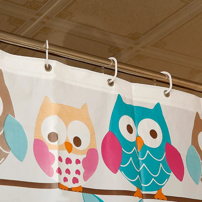 

Cartoon Owl Shower Curtain Cute Waterproof Mildew Fashion Printing Curtain Home Decoration Cortinas Bathroom Products EC50YL