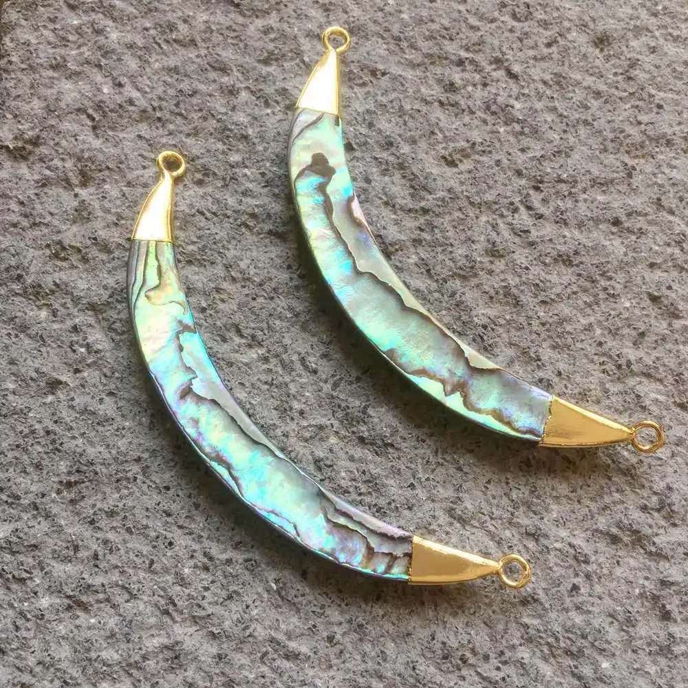 FUWO натуральный Абалон ракушка двойной подвески петли с золотистыми латунными