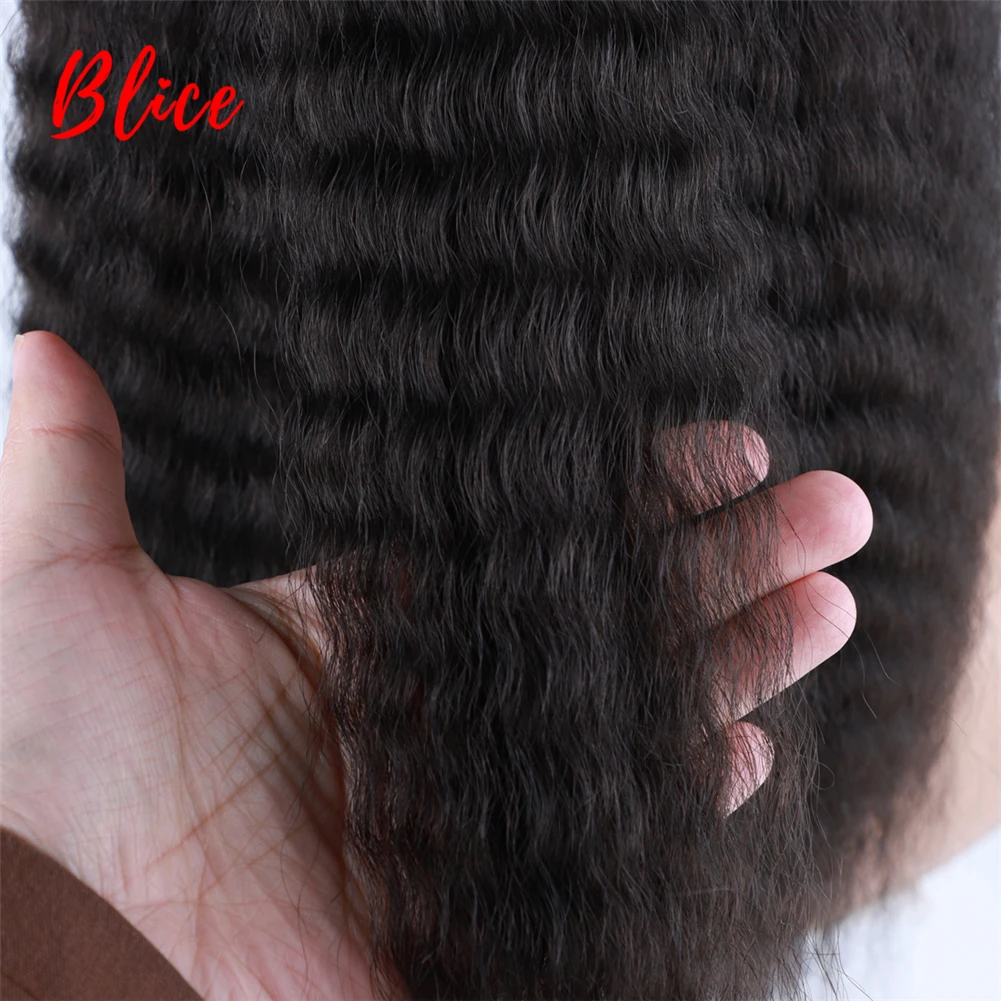 

Blice Drawstring HairPieces Heat Resistant Synthetic 14"-30" Kinky Straight Hair With Two Plastic Combs Ponytail Extensions
