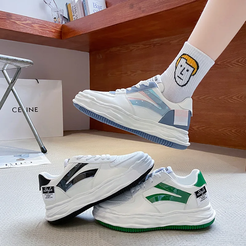 Web celebrity ins new white shoe tide female han edition board shoes X8802 fall 2021 flat white shoes