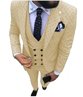 champage mens suit 3 piece regular fit wave point notched lapel tuxedos groomsmen men suits for weddingjacketvestpants