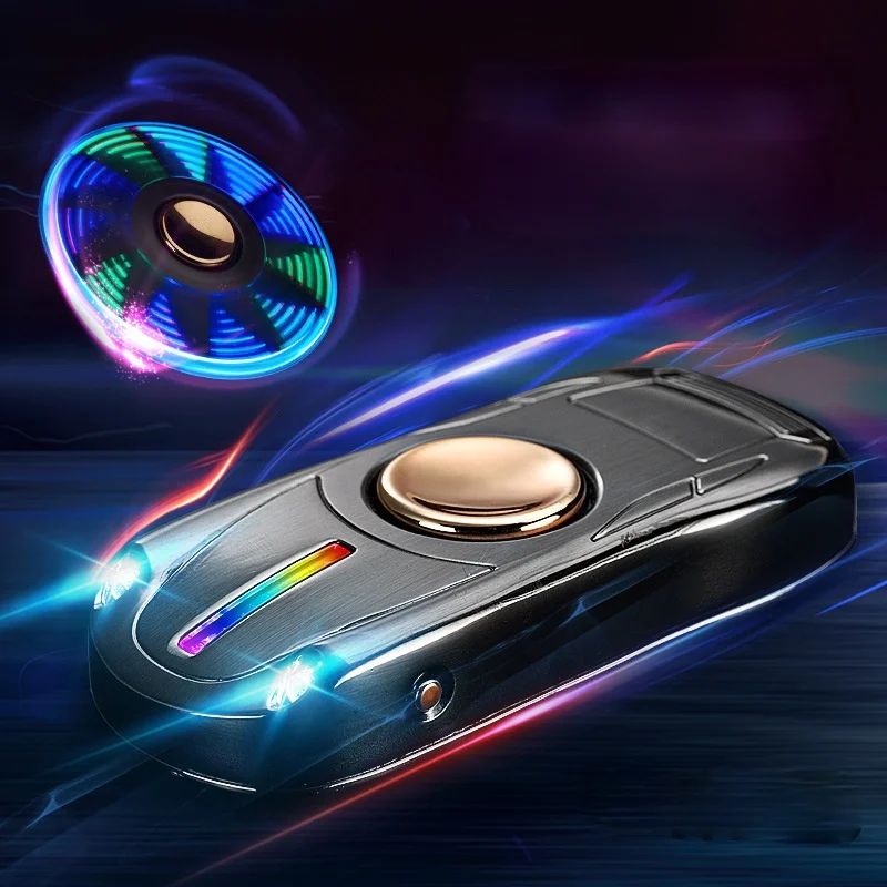 

Sports Car Appearance USB Rechargeable Lighter with Light and Changeable Silk Creative Fingertip Gyro Cigarette Lighter Briquet