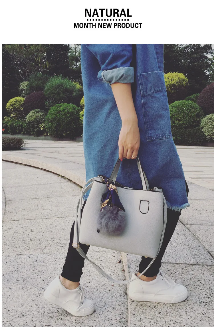 HELLOVE Women Shoulder Bag with a Little Bag inside Metal Magnetic Buckle PU Leather Totes Crossbody Messenger for Female Ladies