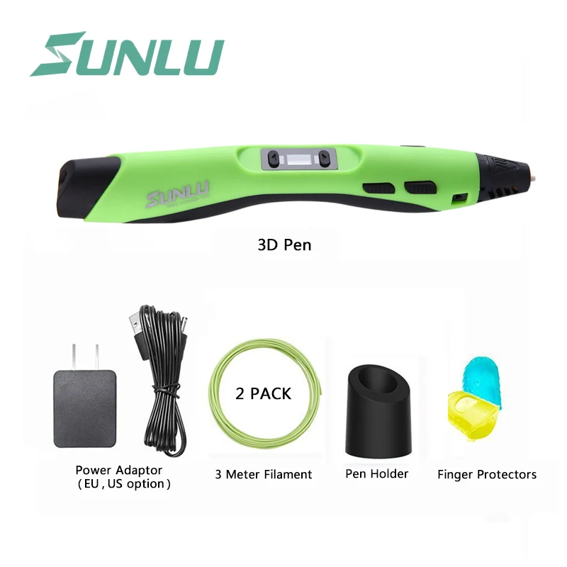 SL-300-Green SUNLU 3D ручка SL-300 Регулируемая температура детей каракули ручка с светодиодный Экран Поддержка PLA/ABS нити белый Цвет - Цвет: SL-300-Green
