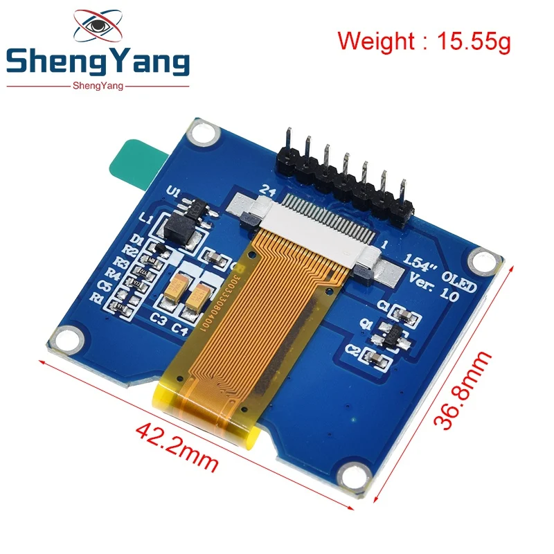 TZT 1.54 inch 7PIN White Blue OLED Screen Module SSD1309 Drive IC Compatible for SSD1306 SPI Interface 128*64 | Электронные
