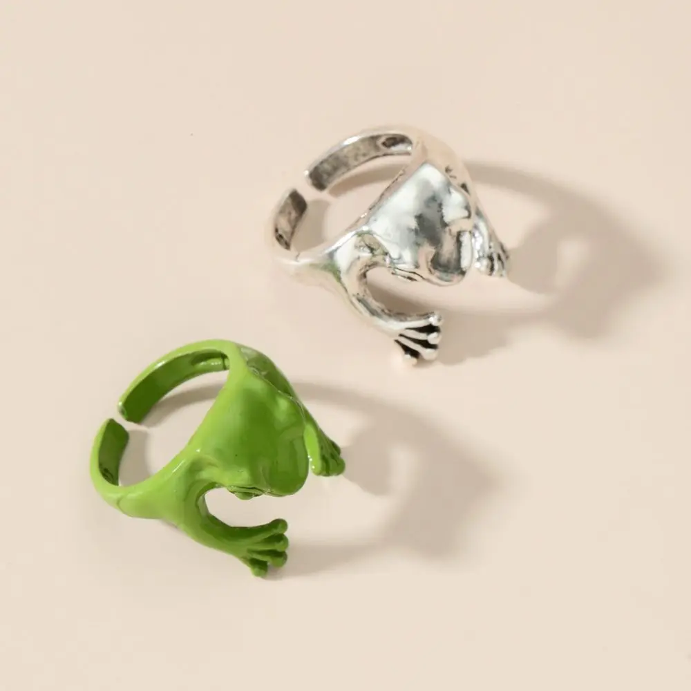 

Vintage Frog Ring for Men and Women Retro Opening Punk Couple's Ring Ancient Silver Color Rings Party Night Club Animal Rings
