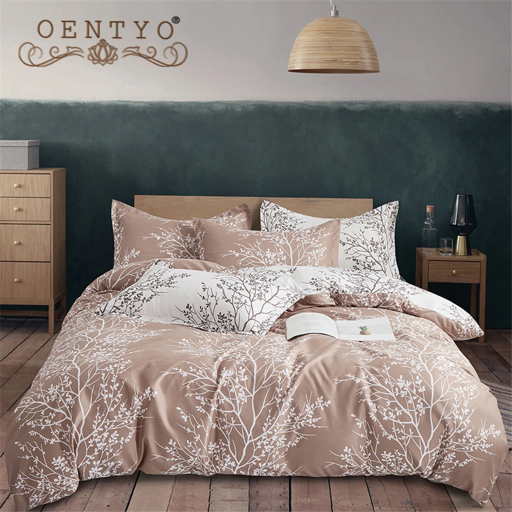 

Oentyo Nordic Duvet Cover Queen Flower Pattern 200X220 Double Bed Cover 2 People Plant Euro Quilt Cover Luxury King Twin 220X240