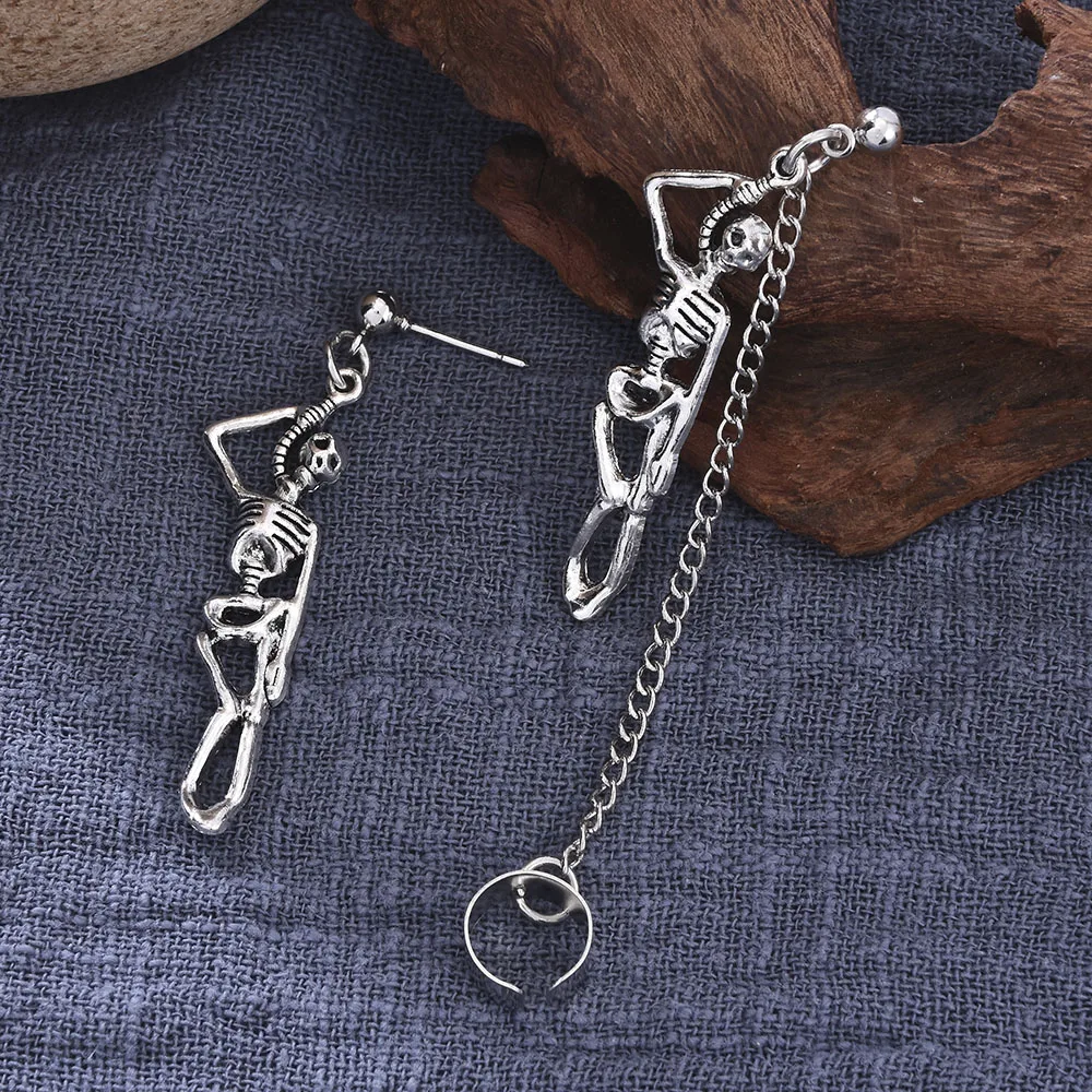 

Vintage Skeleton Skull Dangle Drop Earrings for Women Jewelry Dancer Party Gifts Goth Asymmetric Aretes De Mujer Modernos Punk