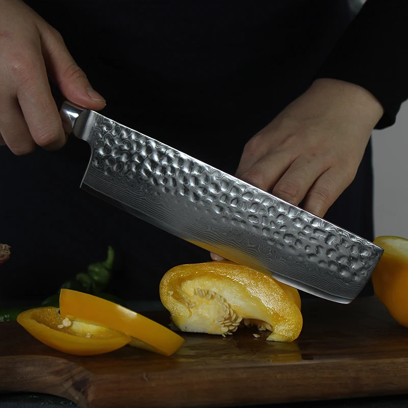 FZIZUO 6.9&quotFull Tang VG10 Damascus Steel Nakiri Knife Professional Kitchen Knives Cooking Desert Ironwood Wooden Handle | Дом и сад