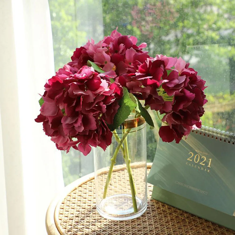 

2PCS High Simulation Floral Hydrangea DIY Hydrangea Silk Flower and Emulational Flower Home Wedding Decoration Flower