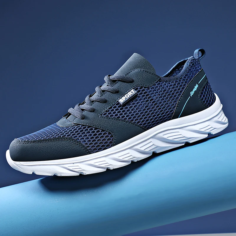 

Кроссовки мужские на шнуровке, Вулканизированная подошва, дышащие, Нескользящие, удобная повседневная обувь для бега, лето 2021