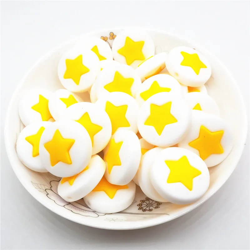 Yellow Chengkai 10 шт силиконовые бусины в форме звезды DIY детская погремушка пустышка украшения Прорезыватель для зубов игрушки изготовление 45 мм большая звезда бусины bpa бесплатно - Цвет: Yellow