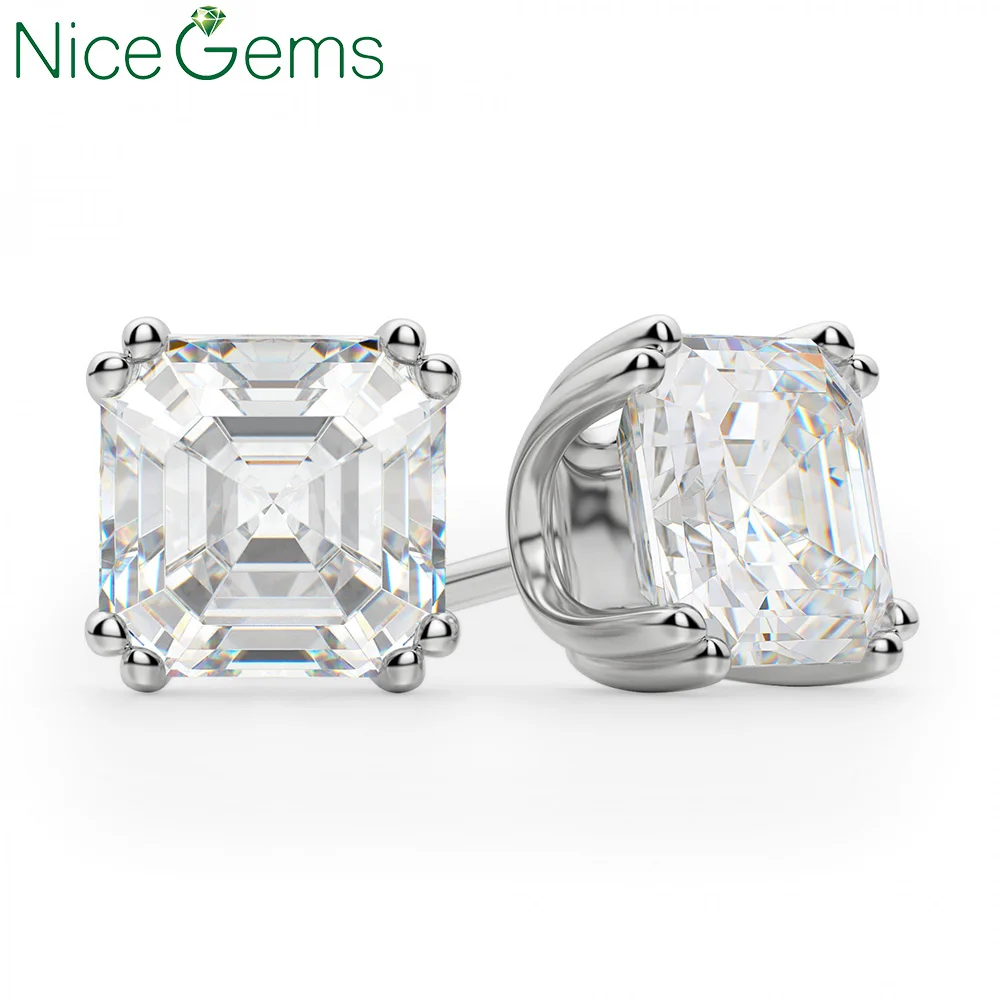 Серьги гвоздики NiceGems Женские однотонные Муассанит из желтого золота 14 к с 4