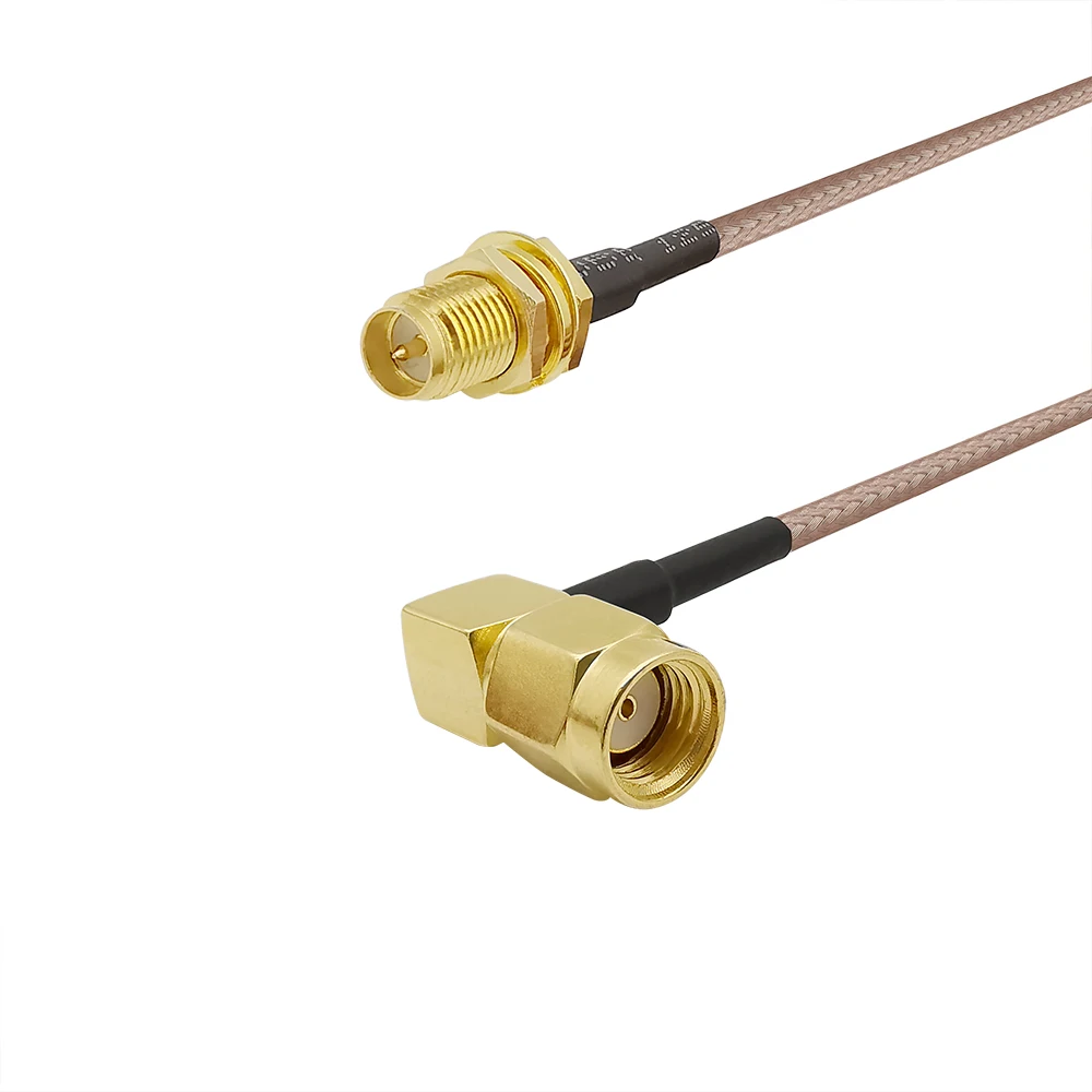 

RP SMA Female to RP SMA Male Right Angle RG316 Cable Wire RF Bulkhead Crimp Connector RP SMA Jack Plug 90 Degree Extension Cable