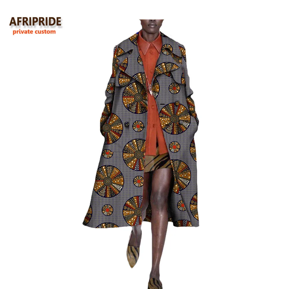Осеннее Африканское длинное женское пальто AFRIPRIDE, длинный рукав, длина до середины икры, на пуговицах, с отложным воротником, повседневное пальто A722417 - Цвет: 583