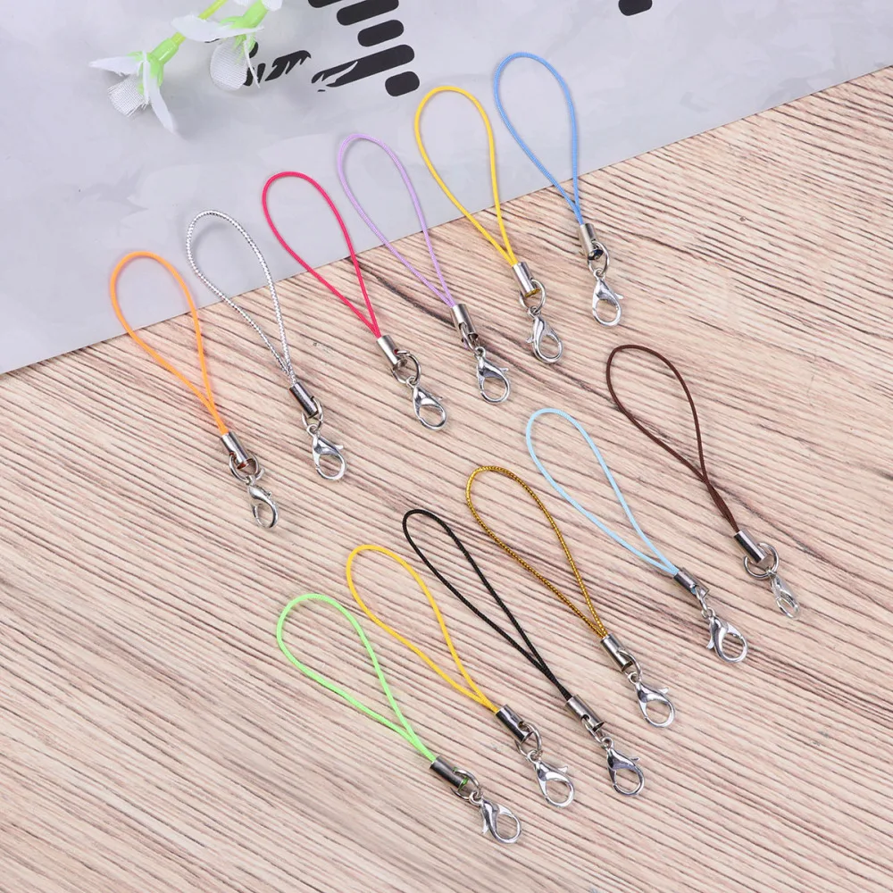

100pcs Cell Phone Charm Straps Lobster Clasp Lariat Cord Mobile Phone Lanyards Key Chain DIY Accessories (Assorted Colors)