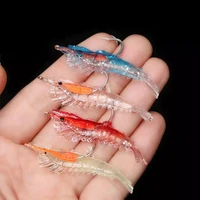 4pcslot luminous shrimp soft lure 6cm3g artificial silicone fake bait with hooks swivels lures trout bait carp fishing tackle