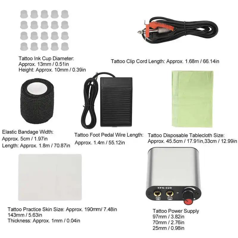 8 Wraps Tattoo Coil Machine Kit Longer Copper Wire Precise Tattoos 90‑265V Power Supply with Black Practice | Красота и здоровье