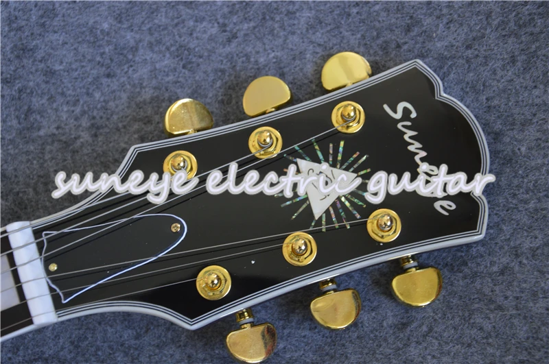 

New Arrival Purple Tiger Grain Glossy Finish Suneye Custom Electric Guitar Block Pearl Inlaid Rosewood Fretboard Guitarra
