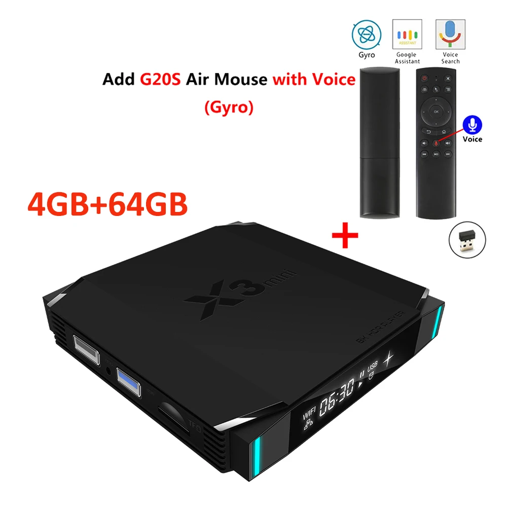 X3 мини Android ТВ приставка AmlogicS905X3 4 ГБ 32 ГБ Android 9,0 приставка 2,4G 5,8G Wifi BT4.2 Youtube Netflix медиаплеер X3 Mini - Цвет: 4GB 64GB  add G20S