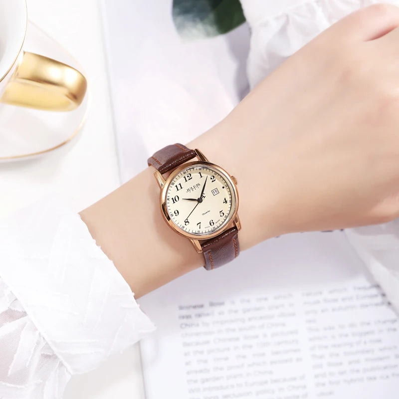 Ladies Luxury Brand Calendar Quartz Leather Band Waterproof Watches Women Fashion Casual Trendy Round Hour Girl Student Clocks